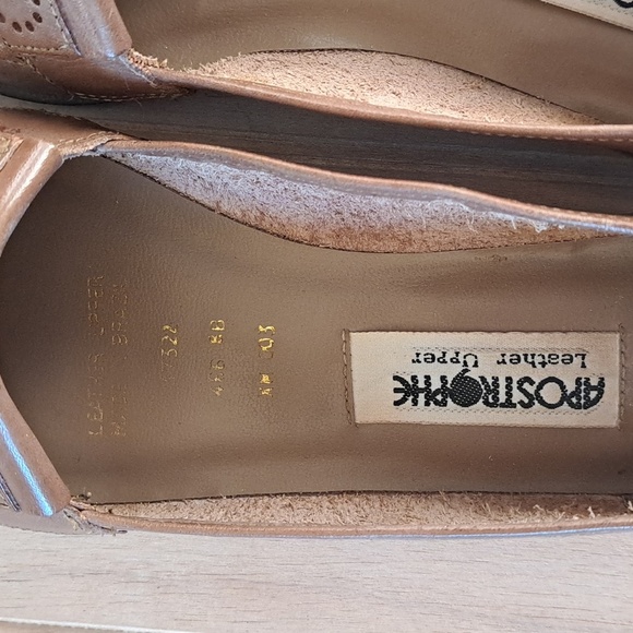 Apostrophe Vintage Leather Fringe Light Brown Flat Slim Fit Penny Loafers - Picture 4 of 10